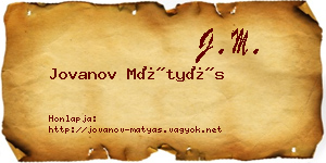 Jovanov Mátyás névjegykártya